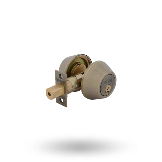 YALE DEADBOLT DOUBLE CYLINDER 5PIN 60MM/70MM BS - ANTIQUE BRASS