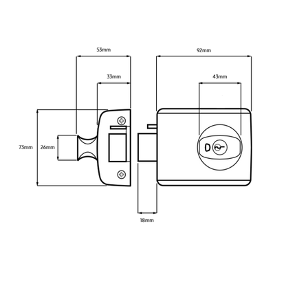 LOCKWOOD RIMLOCK DEADLATCH KNOB DOUBLE CYLINDER - EVERBRASS