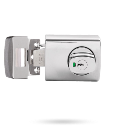 LOCKWOOD RIMLOCK DEADLATCH KNOB DOUBLE CYLINDER - BRIGHT CHROME