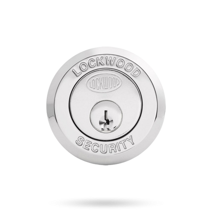 LOCKWOOD RIMLOCK DEADLATCH KNOB DOUBLE CYLINDER - BRIGHT CHROME