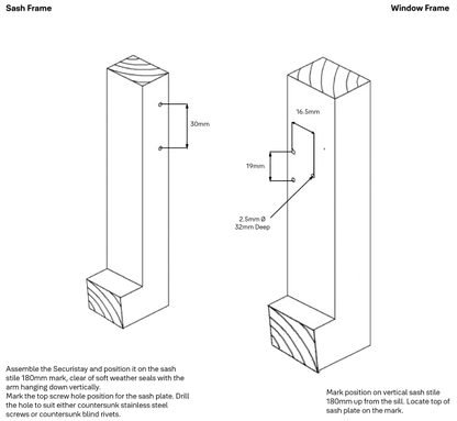 YALE WINDOW SECURISTAY SAFETY RESTRICTOR - TIMBER - WHITE