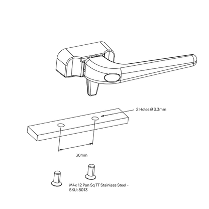 WINDOW FASTENER/HANDLE SUB-FIX SINGLE TONGUE STYLELINE 2