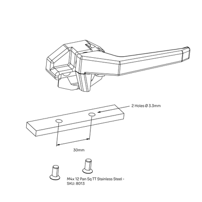 WEDGELESS WINDOW FASTENER/HANDLE SUB-FIX HIGH PROFILE