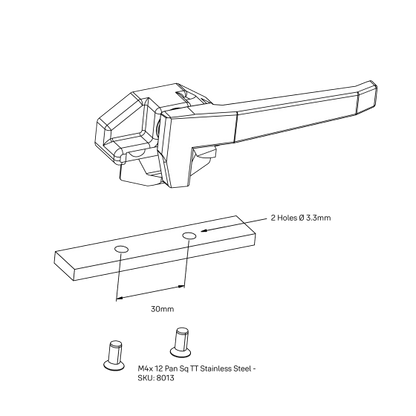 WEDGELESS WINDOW FASTENER/HANDLE SUB-FIX LOW PROFILE