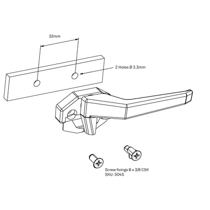 WEDGELESS WINDOW FASTENER/HANDLE FACE FIX HIGH PROFILE 6MM FLAP