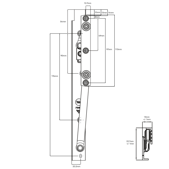 YALE WINDOW STAY 240H - AWNING - HEAVY DUTY FRICTION