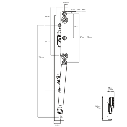 YALE WINDOW STAY 240H - AWNING - HEAVY DUTY FRICTION