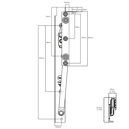 YALE WINDOW STAY 710H - AWNING - HIGH FRICTION