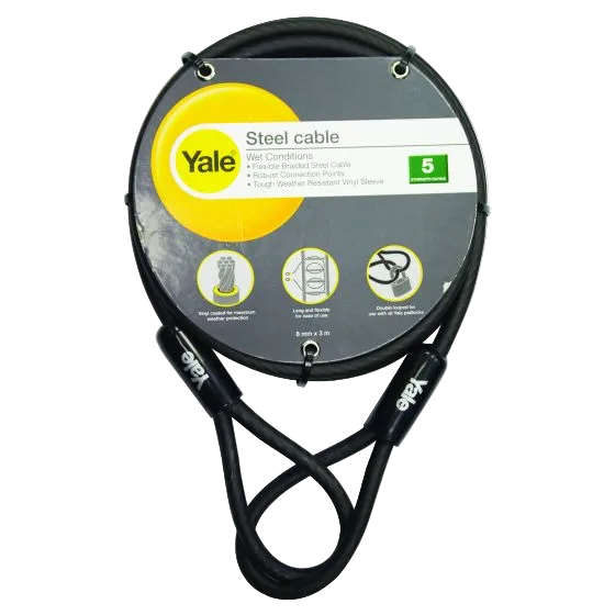YALE STEEL CABLE W/VINYL COVER 8MMX3000MM