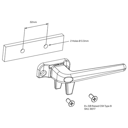 WINDOW FASTENER/HANDLE FACE FIX VENTING STYLELINE 2